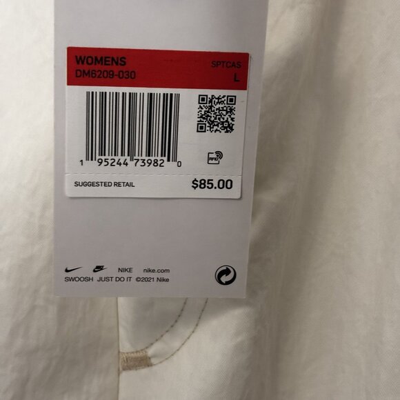 Nike Size Large Woven Utility Pants Beige/Cream Patchwork Elastic Waist - Picture 6 of 9